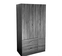 Gicos Armadio 3 Ante 2 cassetti 90x42x180cm Grigio arredo Camera da Letto 4883/180