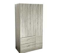 Gicos Armadio in Legno 3 Ante 2 cassetti 90x42xh180cm Rovere Arredamento casa 4883/170