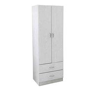 Gicos Armadio in Legno Bianco 60x42xh180 2 Ante 2 cassetti Arredamento Camera 4882/w