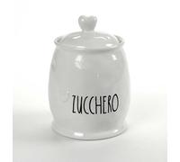 Gicos Barattolo Contenitore da Cucina in Ceramica Bianca Cuore Zucchero 17 cm