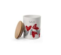 Gicos Barattolo da Cucina in Ceramica con Tappo in Legno Sale 13 x 10 cm