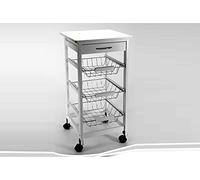 Gicos Carrello Cucina BCO 37 * 76CM LHF001-W Bianco Legno Chic