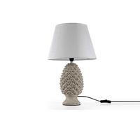GICOS IMPORT EXPORT SRL Lampada lumetto forma pigna con base in ceramica colore tortora cappa bianca 52CM cm attacco lampada E14 TOR-830747