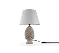 GICOS IMPORT EXPORT SRL Lampada lumetto forma pigna con base in ceramica colore tortora cappa bianca 45CM cm attacco lampada E14 TOR-830709