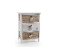 GICOS IMPORT EXPORT SRL Mobile cassettiera in legno bianca/marrone 3 cassetti decoro HOME 40 * 29 * 58 cm shabby chic EDT-793400