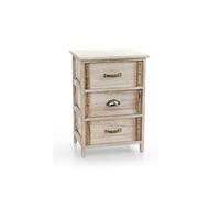 CASSETTIERA 3 CASSETTI CUCINA BAGNO CAMERA LETTO LEGNO NATURALE 584029 CM