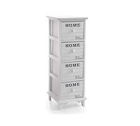 GICOS IMPORT EXPORT SRL Mobile cassettiera in Legno Colore Bianco 4 cassetti Decoro Home 26 * 32 * 80 cm Shabby Chic EDT-788147