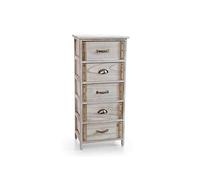 CASSETTIERA 5 CASSETTI COMODINO MODERNO DESIGN Country LEGNO NATURALE 904029cm