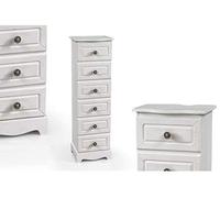 GICOS IMPORT EXPORT SRL Mobile cassettiera Perla in Legno Colore Bianco 6 cassetti Maniglie in Metallo 29 * 23 * 95 cm Arredamento casa schabby Chic Tod 782671