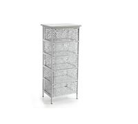 CASSETTIERA METALLO TRAFORATA 5 CASSETTI COMODINO MODERNA BIANCA 894231 CM