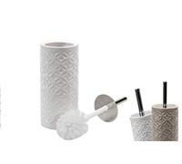 Gicos Import Export Srl Piantana portascopino scopino WC in Ceramica Decoro Rombi 34 cm 2 Colori Bianco e Tortora PAM-783234