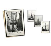 Gicos Import Export Srl Quadro tela su legno pannello decoro assortiti città brooklyn paris new york london arredamento casa bar ristorante casa 50 * 70 * 1,8 cm WON-807343