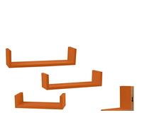 Set 3 Mensole da Parete Moderne Design con Bordi Mensola Scaffale Legno Arancio