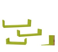 GICOS IMPORT EXPORT SRL Set 3 mensole moduli da parete pensili in legno mdf da muro colore verde libera installazione kit montaggio incluso DOU-789083