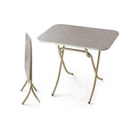 GICOS IMPORT EXPORT SRL Tavolo tavolino Rettangolare in Legno Piedi in Metallo Crema 90 * 60 * 77cm Ideale per Campeggio, Festa, Giardino, Mare URU-807121
