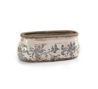 GICOS IMPORT EXPORT SRL Vaso vasetto cachepot anticato in ceramica ovale 24 * 11 * 9 cm schabby chic casa giardino EXC-753473