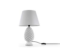 GICOS IMPORT EXPORT SRL Lampada lumetto forma pigna con base in ceramica colore bianco cappa bianca 52CM cm attacco lampada E14 TOR-830723