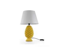 Gicos Lampada lumetto forma pigna con base in ceramica colore giallo cappa bianca 36CM cm attacco lampada E14 TOR-830655