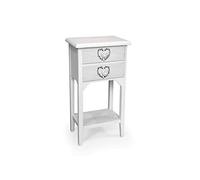 COMODINO 2 CASSETTI CUORE SHABBY CHIC CON RIPIANO PROVENZALE BIANCO 693828 cm
