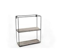 Gicos Mensola bacheca in Metallo con 2 Ripiani in Legno 32 * 12 * 38 cm Shabby Chic IAB-751967