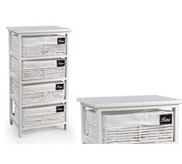 Gicos Mobile cassettiera in Legno Bianca 4 cassetti Intrecciati Decoro Home 40 * 29 * 73 cm Shabby Chic TDE-779190
