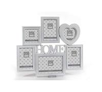 Gicos Porta Foto Cornice Multiplo 6 posti in plastica Forma Cuore Home Colore Bianco 46 * 41 * 2,5 cm MOG-800832