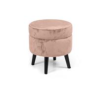 Pouf Contenitore Sgabello Cassapanca Poggiapiedi in Tessuto Velluto Rosa 37x40
