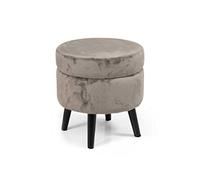 Pouf Contenitore Sgabello Cassapanca Poggiapiedi Tessuto Velluto Tortora 37x40cm