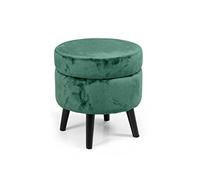 POUF CONTENITORE POGGIAPIEDI MODERNO SGABELLO POUFF VELLUTO LEGNO VERDE 4037