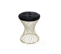 Gicos Pouf Sgabello Tondo Struttura in Metallo Colore Oro Seduta Imbottita Nero 35 * 35 * 47 cm FED-808838
