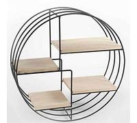Gicos Scaffale bacheca libreria in Metallo con mensole in Legno Serie Industrial 4 Ripiani 40 * 15 cm Forma Tonda da Parete HEZ-773556