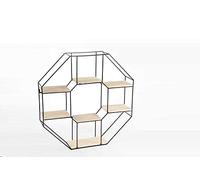 Gicos Scaffale bacheca libreria in Metallo Nero con mensole in Legno Serie Industrial 7 Ripiani 60 * 12 cm Forma ottagono HEZ-773525