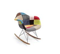 Gicos Sedia poltrona a dondoloin tessuto patchwork gambe in legno 69 * 69 CM HYA-811036