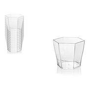 Gicos Set 12 bicchierini in plastica trasparente esagonali finger food shots chupito riutilizzabili 5,2 * 4,7 * 4,6 cm aperitivo antipasto cucina ICS-843488