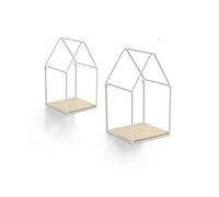 2 MENSOLE PARETE CASA MENSOLA LEGNO BACHECA SOSPESA METALLO BIANCO H 36 E 30 cm