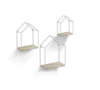 3 MENSOLE PARETE CASA MENSOLA LEGNO BACHECA SOSPESA METALLO BIANCO 43-36-30 cm