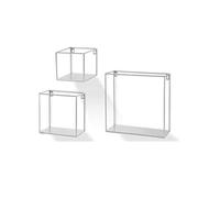 3 PEZZI CUBO MENSOLA BACHECA PARETE QUADRATA MODERNA METALLO BIANCO h30-20-15CM