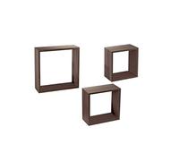 Set 3 Mensole da Parete MODULI PENSILE Moderne Design Cubo Mensola Scaffale NOCE