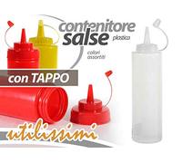 Gicos Set 3 pz Bottiglia 700 ml Contenitore Salse Squeeze con Tappo Dispenser Rosso Giallo Bianco SUK-750250