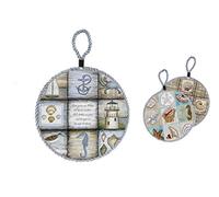 Gicos Set 3 quadri quadretti tondi in ceramica decoro mare decori assortiti 11 cm AIL-772030