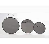 Gicos Set 3 specchi tondi Cornice in Metallo Colore Nero con Catenella d20/24/29 cm CLA-756214