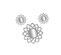 Gicos Set 3 specchi tondi forma sole da parete in plastica libera installazione 25/35 CM shabby chic colore bianco anticato MOG-836909