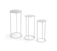 Gicos Set 3 Tavoli tavolini forma tonda in metallo 70/60/50 cm colore bianco RTE-819049
