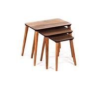 Gicos Set 3 Tavoli tavolini rettangolari marroni piano in legno 60 * 40 * 49 cm 45 * 40 * 44 cm 40 * 30 * 39 cm shabby chic HAZ-839382