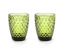 Gicos Set 6 bicchieri bichiere acqua 250 ml in vetro colore verde 10 cm GIN-820526