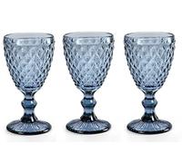 Set 6 calici bicchieri bicchiere acqua 260 ml in vetro colore blu 17 cm GIN-820489