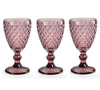 Gicos Set 6 calici bicchieri bicchiere acqua 260 ml in vetro colore rosa 17 cm GIN-820540
