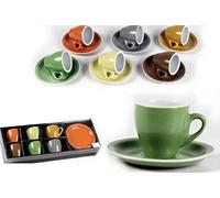 Gicos Set 6 tazzine caffè Coffee con piattino in Ceramica Colori Assortiti 88 CC Life QEZ-669217