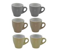 Gicos Set 6 tazzine Tazze caffè 3 Colori Beige Grigio Tortora 95cc QEX-700477