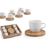 Gicos Set 6 Tazzine Tazze da Caffè con Piattino in Bamboo